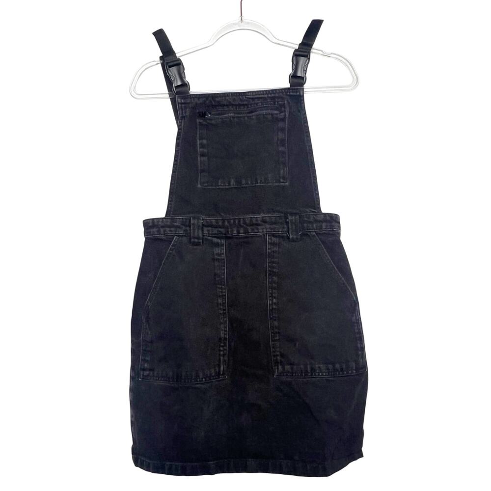 TOPSHOP Dungarees Overall Denim Dress Adjustable Strap A-Line Black Women Size 8